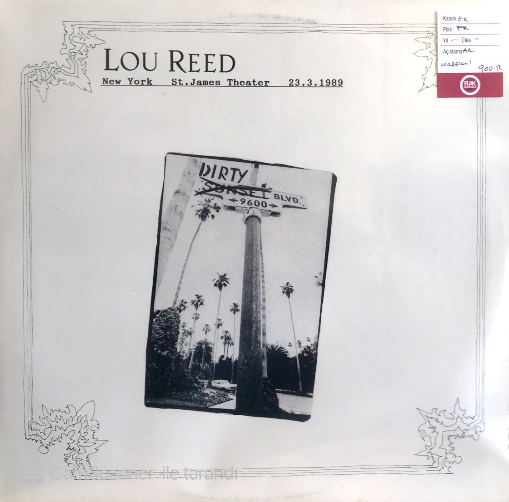 Lou Reed / New York St. James Theater 23.3.1989 Unofficial LP