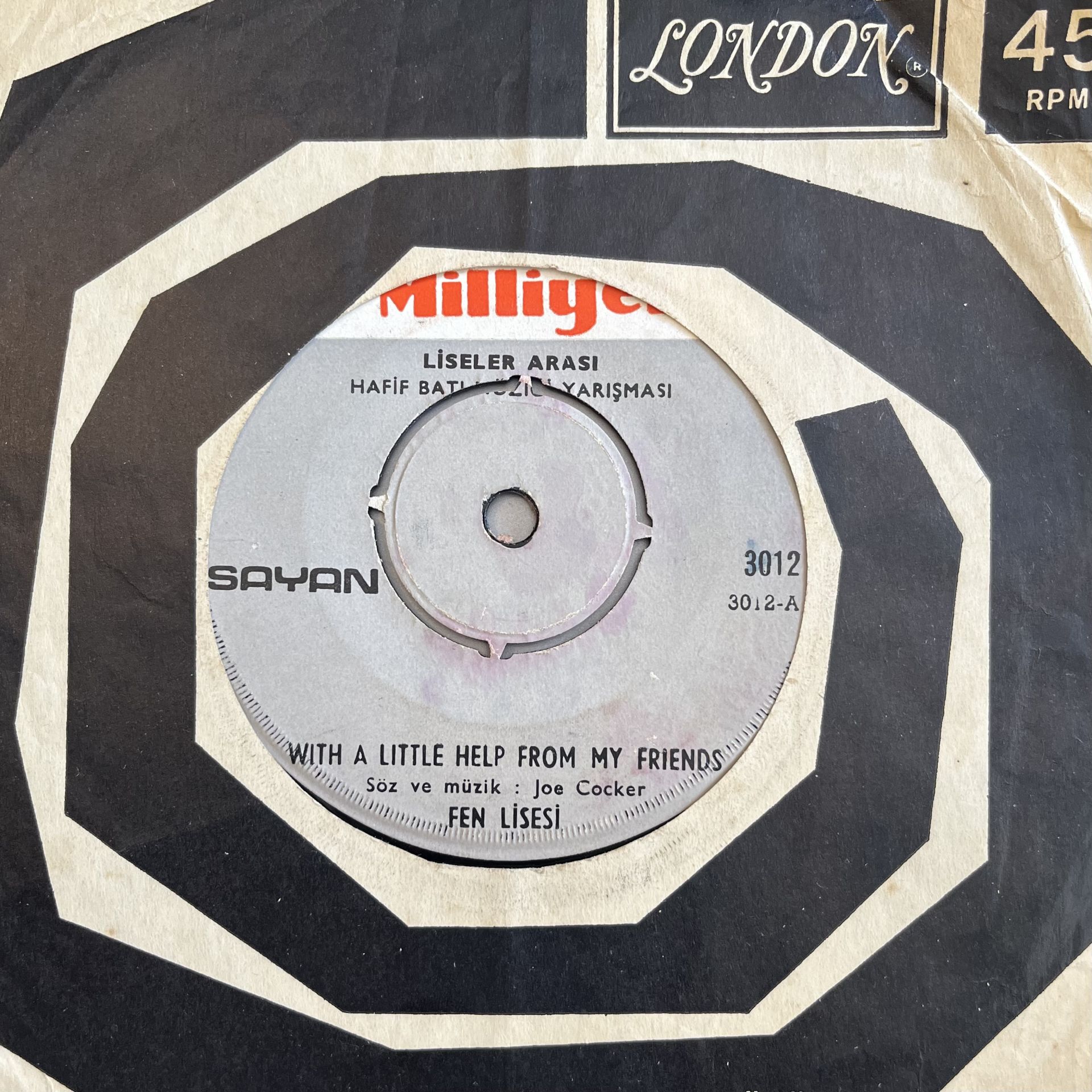 1969 Milliyet Liseler Arası Hafif Batı Müziği Yarışması - With A Little Help From My Friends 45lik