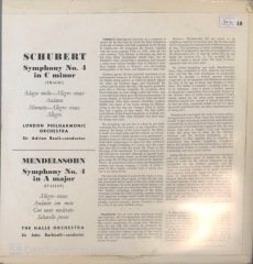 Mendelssohn Symphony No.4 Italian Schubert Symphony No.4 Tragic LP