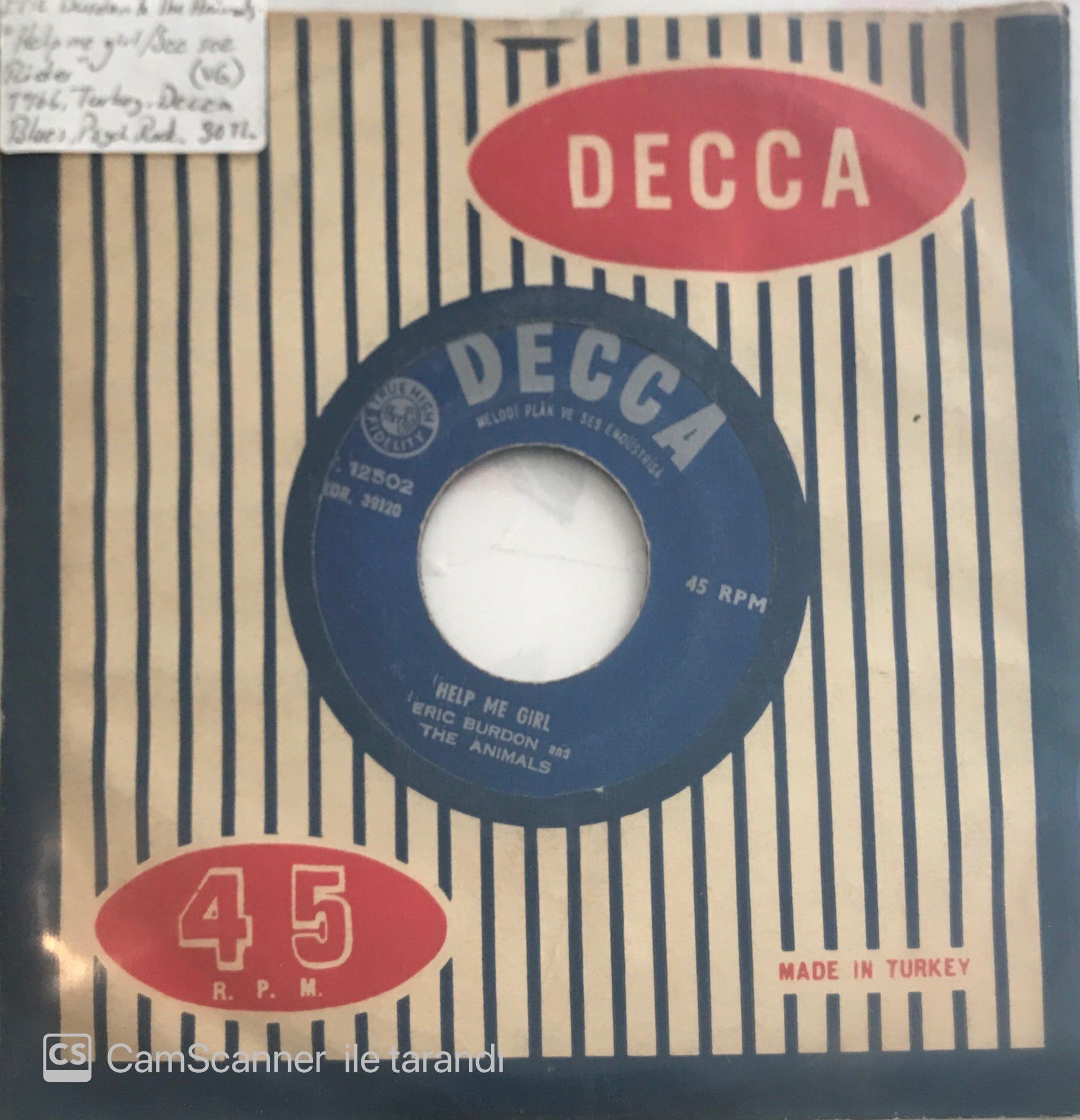 Eric Burdon And The Animals Help Me Girl 45lik