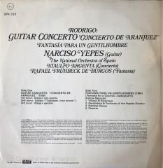Rodrigo: Guıtar Concerto Fantasia Para Un Gentilhombre Narcıso Yepes National Orchestra Of Spain Argenta: Frühbeck De Burgos LP