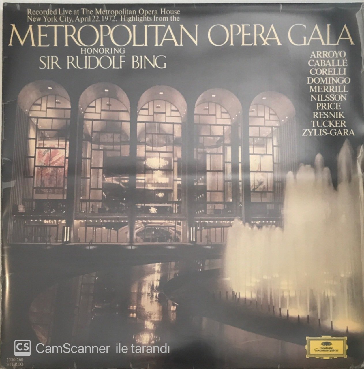 Metropolitan Opera Gala Sir Rudolf Bing LP