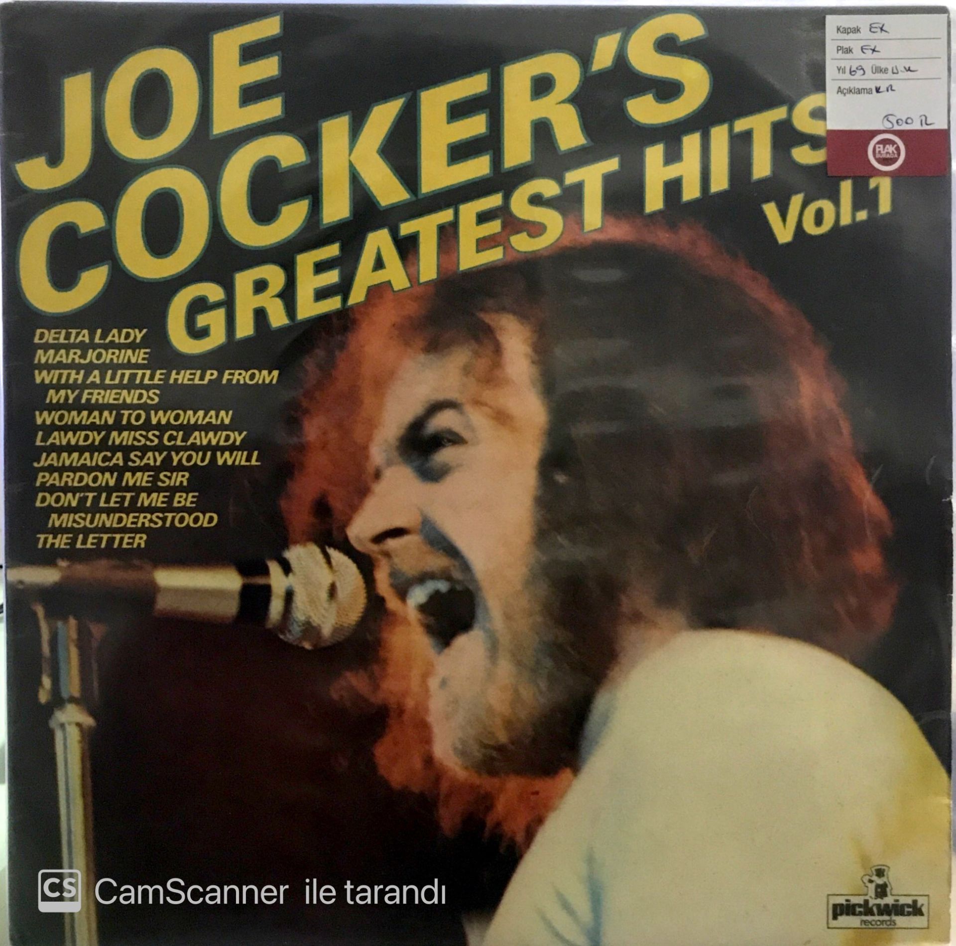 Joe Cocker's Greatest Hits Vol.1  LP