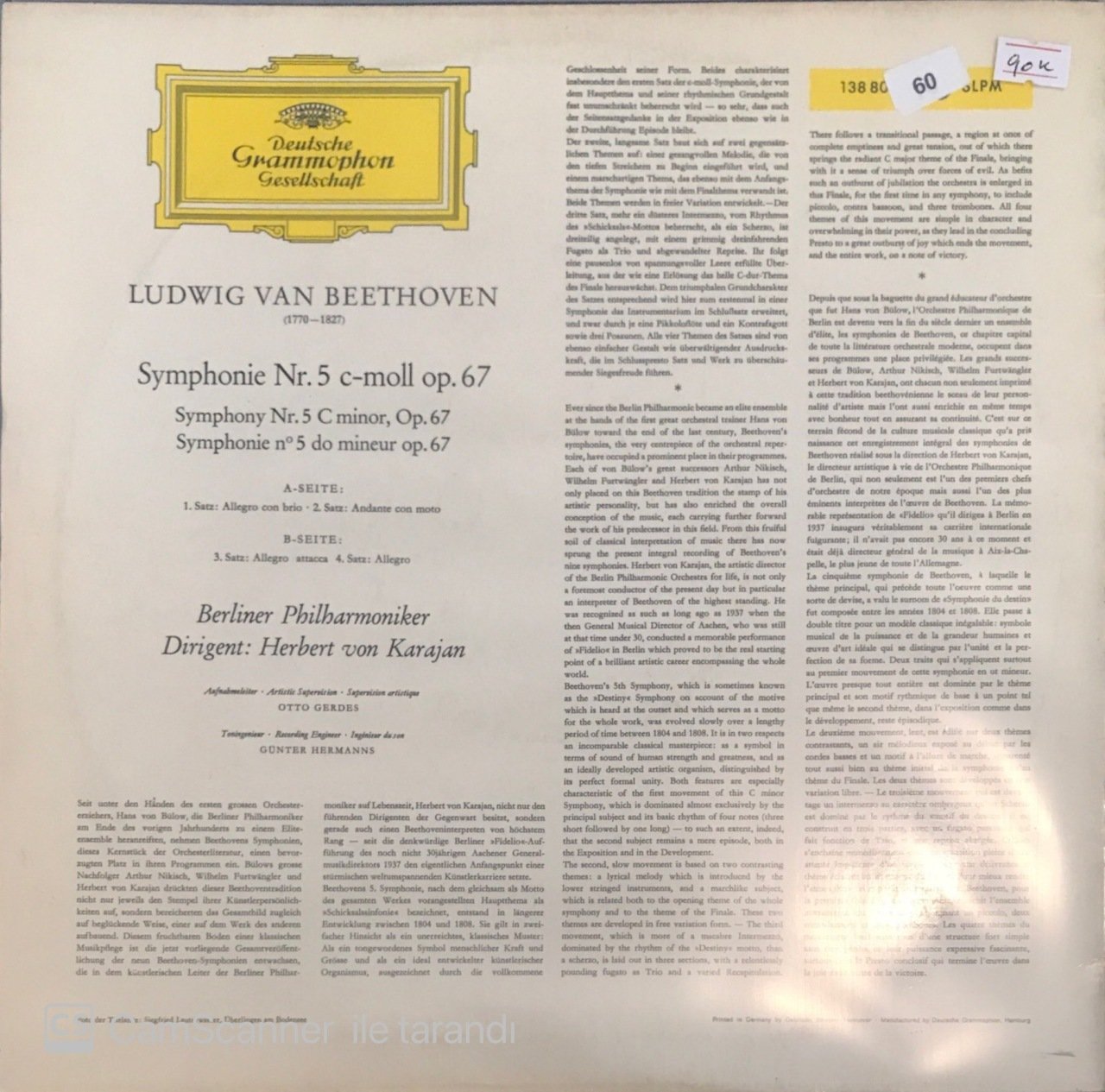 Beethoven Symphonie Nr.5 Berliner Philharmoniker Herbert Von Karajan LP