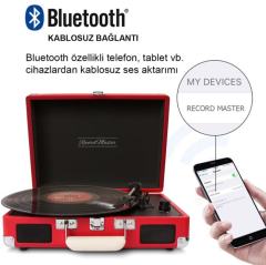 RECORD MASTER T317R-BT Çanta Pikap - Bluetooth Özellikli - Plak Temizleme Solüsyonu Hediyeli