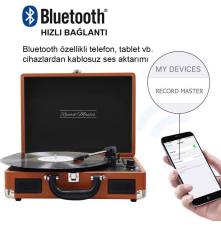 Record Master T317R-UB Pikap - Bluetooth + USBSD Bellek Girişli - Plak Temizleme Solüsyonu Hediyeli