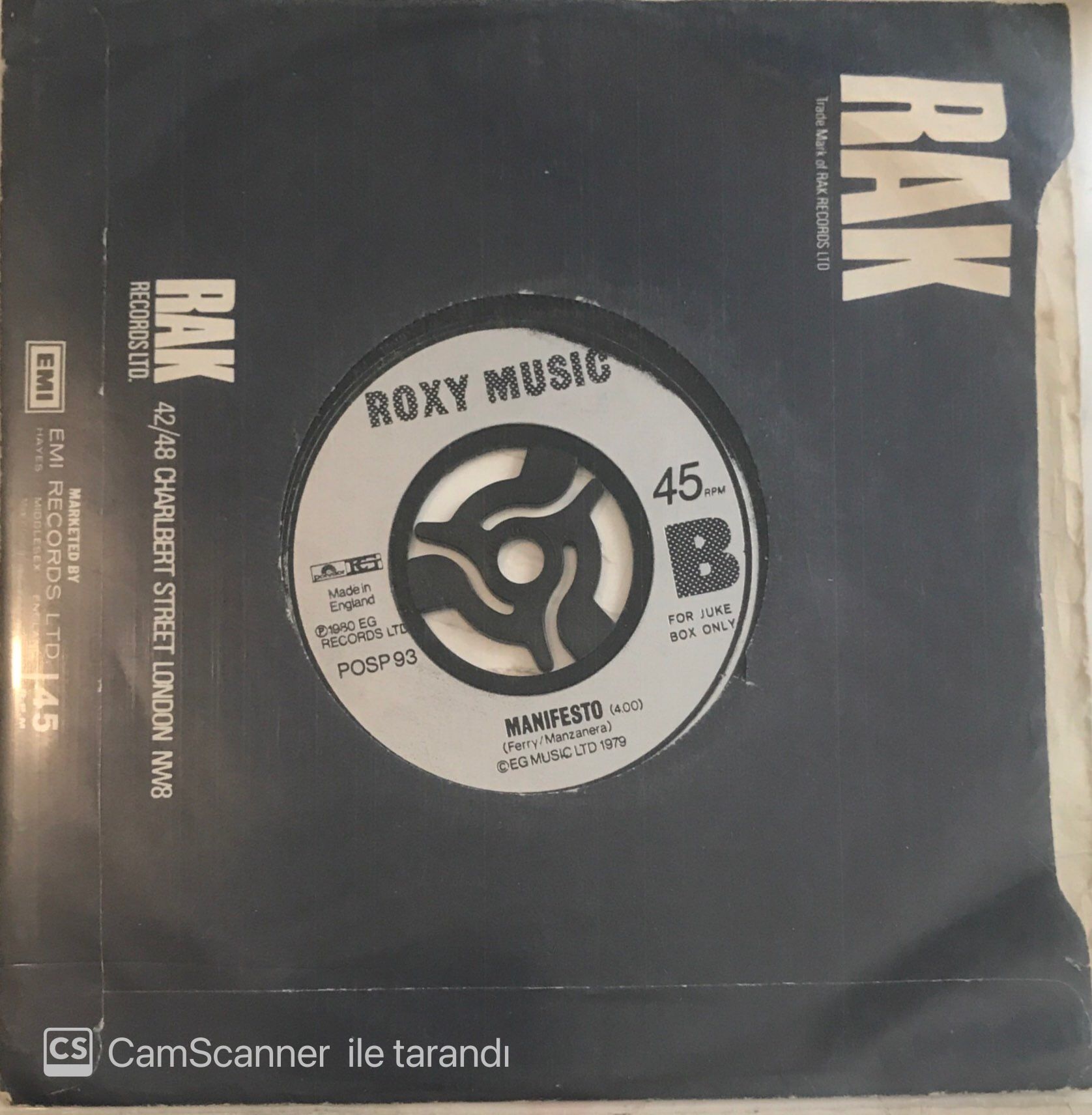 Roxy Music Manifesto 45lik