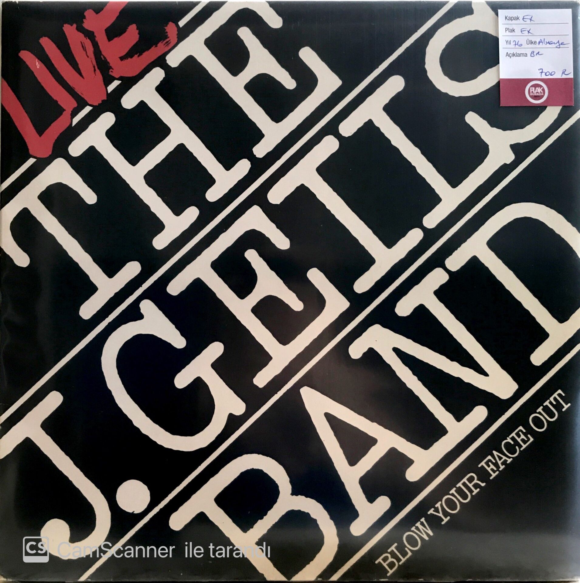 The J. Geıls Band Lıve Blow Your Face Out Double LP