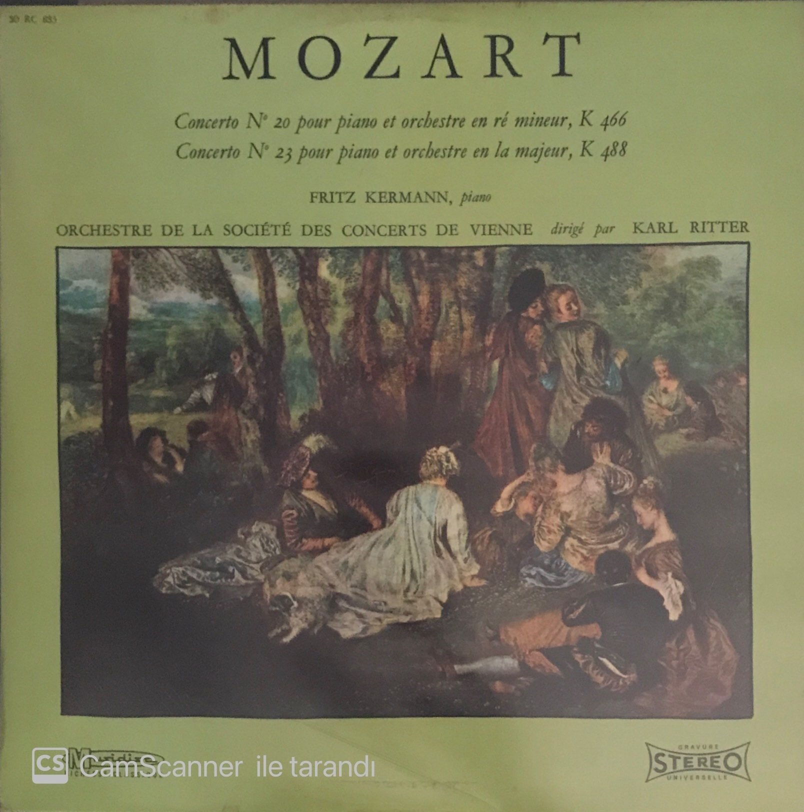 Mozart Concerto N 20 Pour Piano Et Orchestre En Re Mineur LP