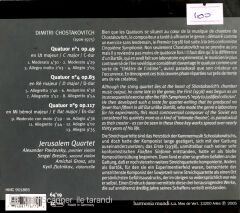 Chostakovitch / Quatuors n. 1, 4 & 9 / Jerusalem Quartet CD