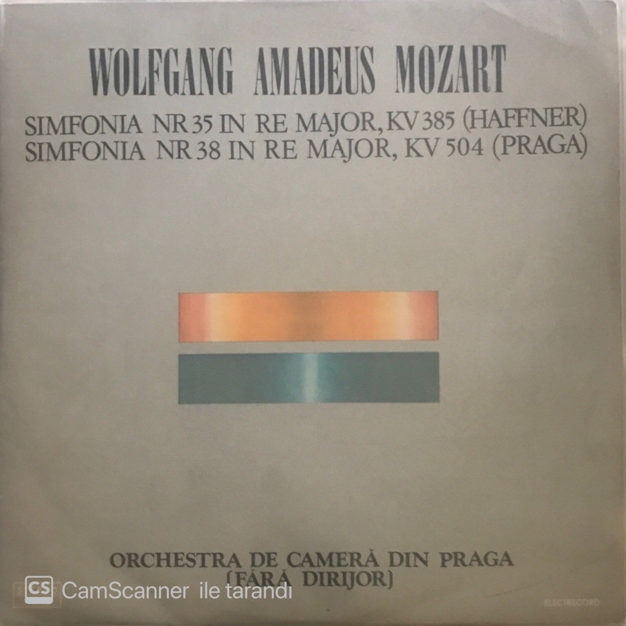 Wolfgang Amadeus Mozart Simfonia Nr. 38 In Re Major LP