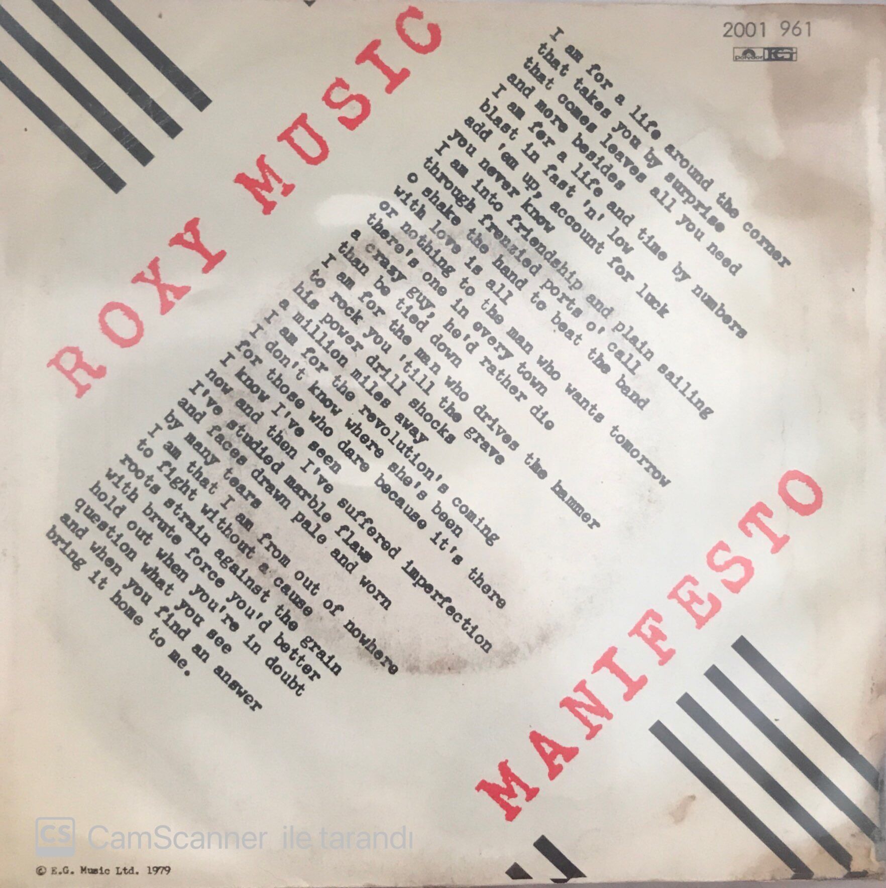 Roxy Music - Manifesto 45lik