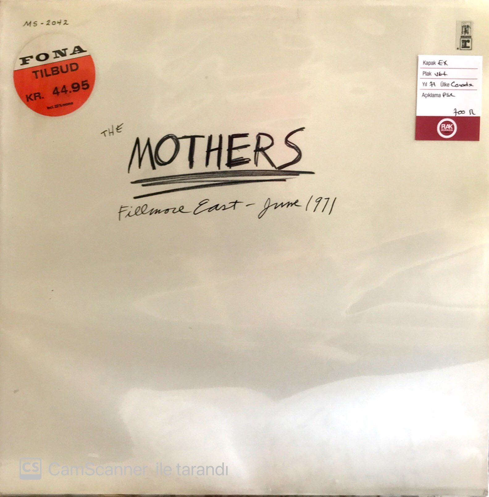 The Mothers / Fillmore East June 1971 LP