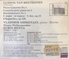 Beethoven Piano Concerto No.1/6 Bagatelles CD
