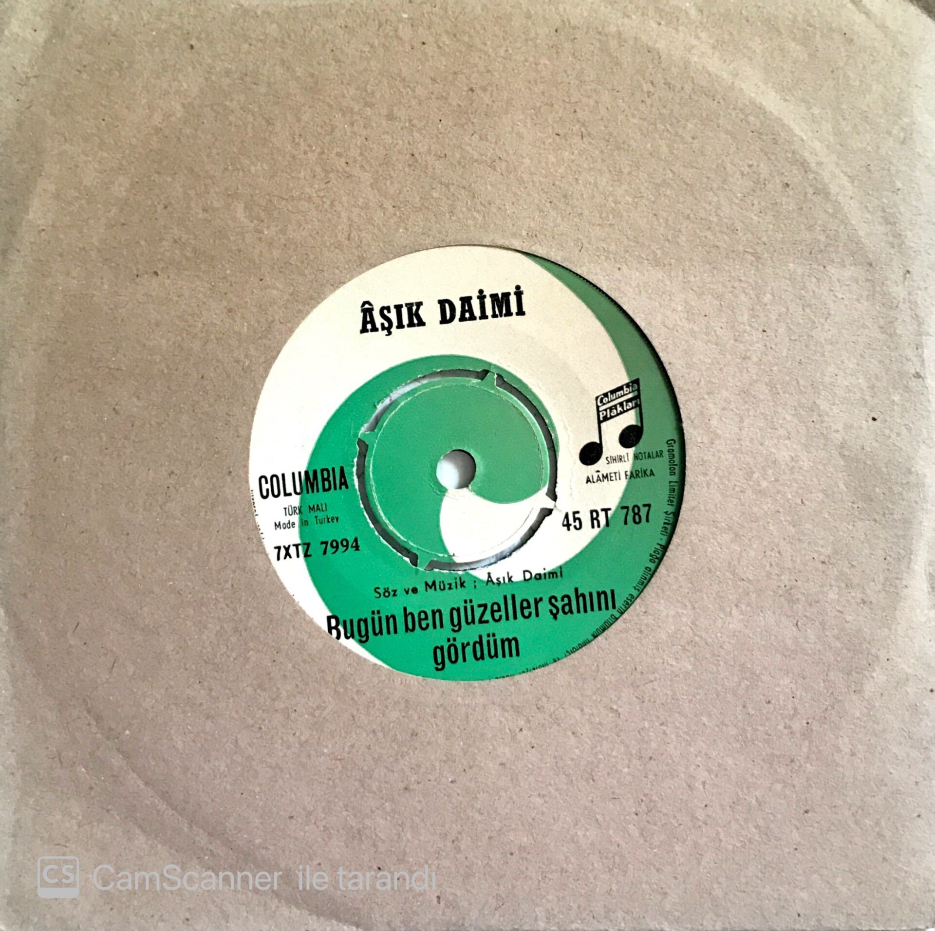 Aşık Daimi / Bugün Ben Güzeller Şahını Gördüm 45'lik