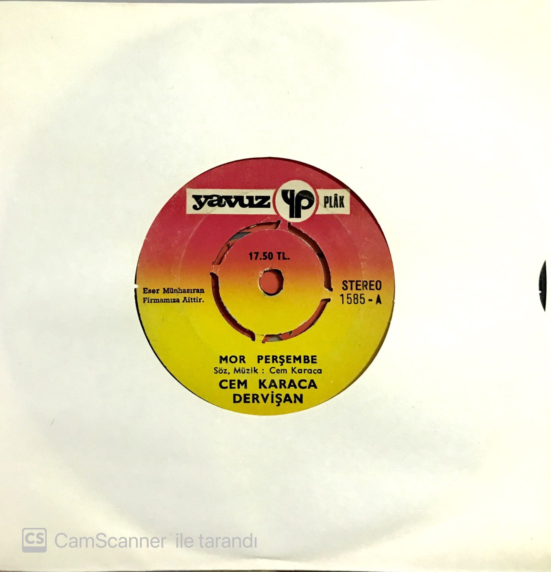 Cem Karaca Dervişan Mor Perşembe 45lik