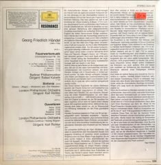 Handel / Feuerwerksmusk - Ouvertüren / Rafael Kubelik - Karl Richter LP
